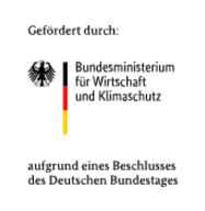 Logo des Bundesministerium für Wirtschaft und Klimaschutz mit dem Zusatz Gefördert durch ... aufgrund eines Beschlusses des Deutschen Bundestages