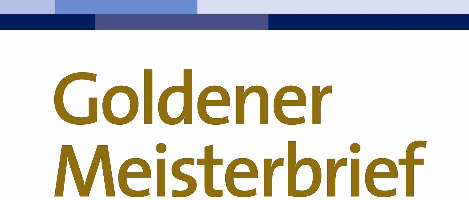 Schriftzug in Gold: Goldener Meisterbrief