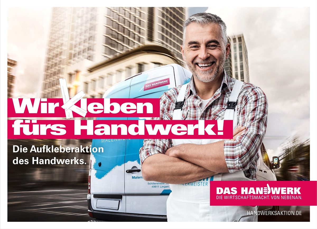 Mitmachen und gewinnen bei der Aktion "Wir kleben fürs Handwerk!": Unter allen Teilnehmern verlost das Handwerk einen MAN TGE und insgesamt zehn iPads. Wir kleben fürs Handwerk