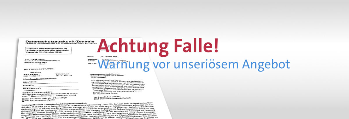 Unseriöses Angebot, Achtung Falle