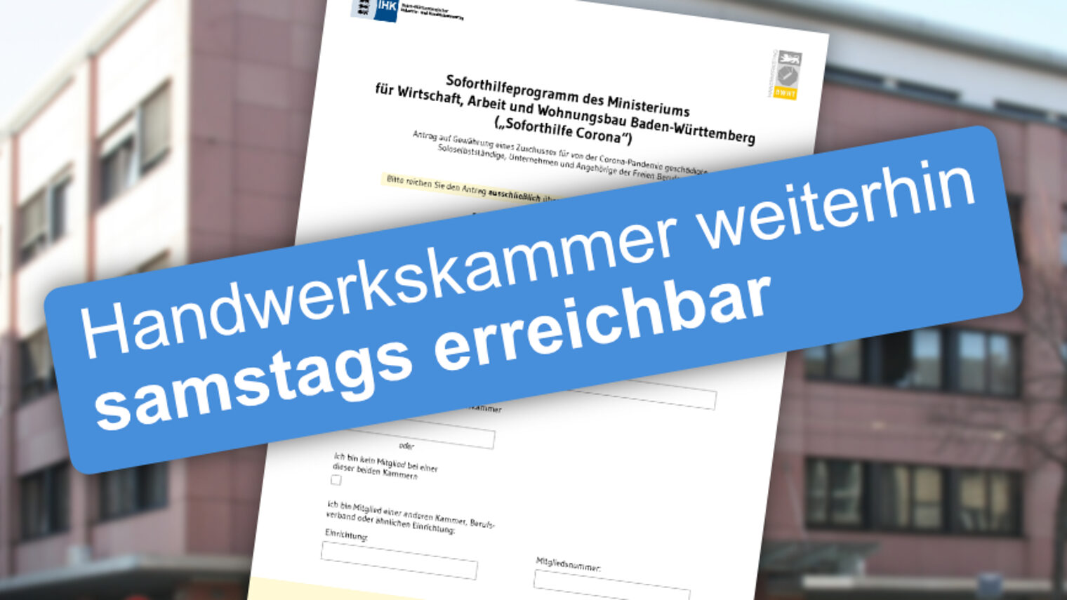 Handwerkskammer weiterhin samstags erreichbar
