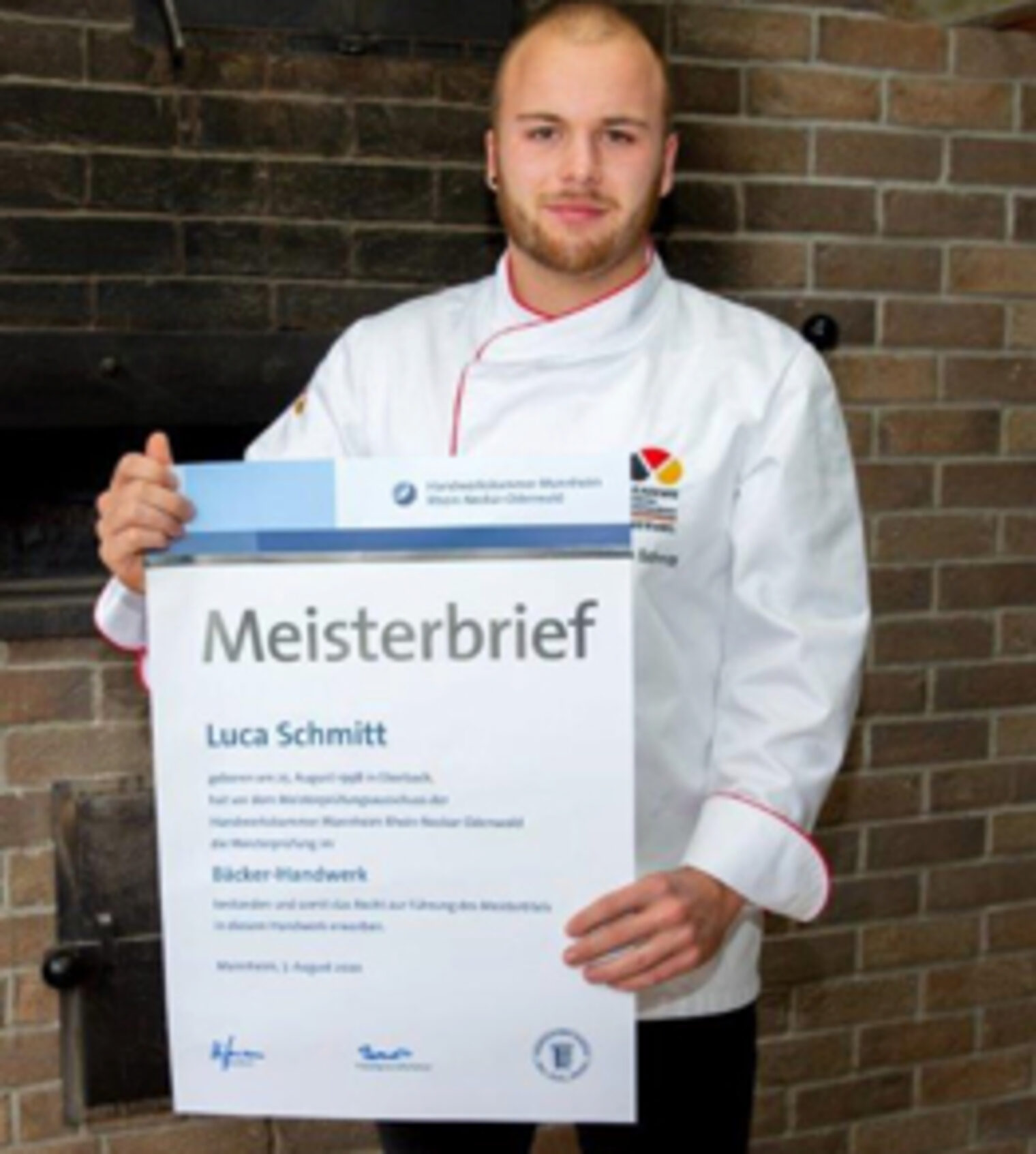 Bäckermeister Luca Schmitt, Meisterbrief