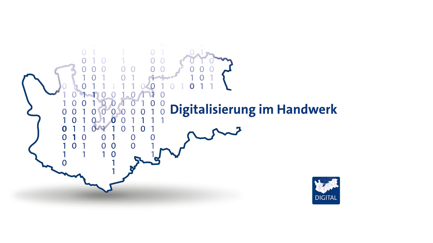 Landkarte mit Zahlen und Schriftzug: Digitlalisierung im Handwerk