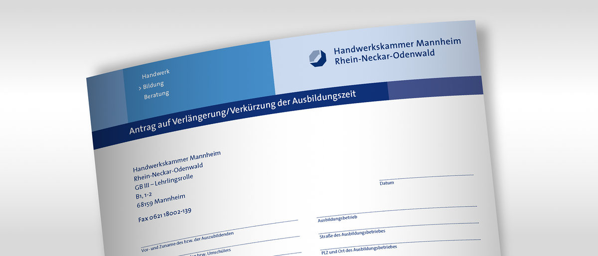 Formular vorzeitige Zulassung zur Gesellen- und Abschlussprüfung Vorzeitige Zulassung zur Gesellen- bzw. Abschlussprüfung beantragen