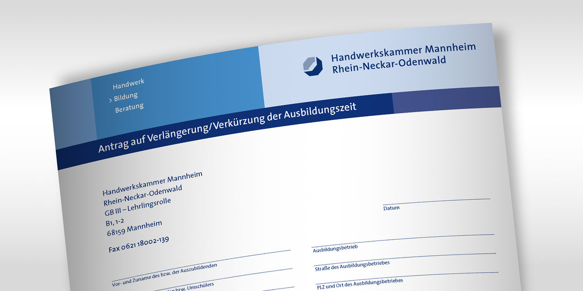 Formular vorzeitige Zulassung zur Gesellen- und Abschlussprüfung Vorzeitige Zulassung zur Gesellen- bzw. Abschlussprüfung beantragen
