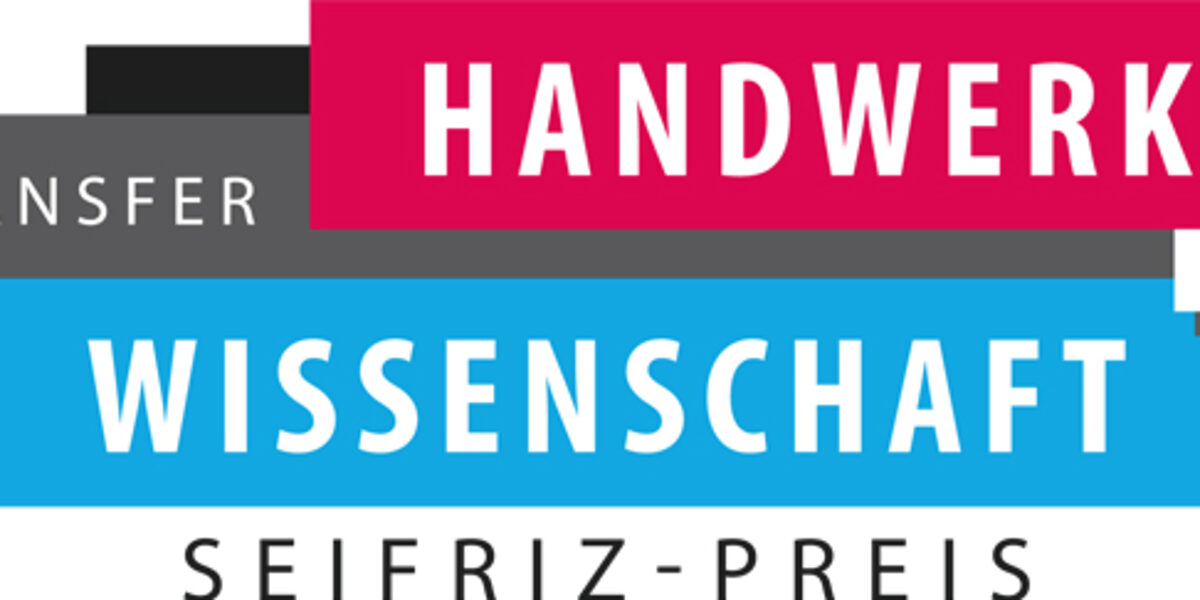 Seifriz-Preis: Bewerbungsphase startet Logo Seifriz-Preis mit rotem Balken: Handwerk, schwarzem Balken Transfer und blauem Balken Wissenschaft