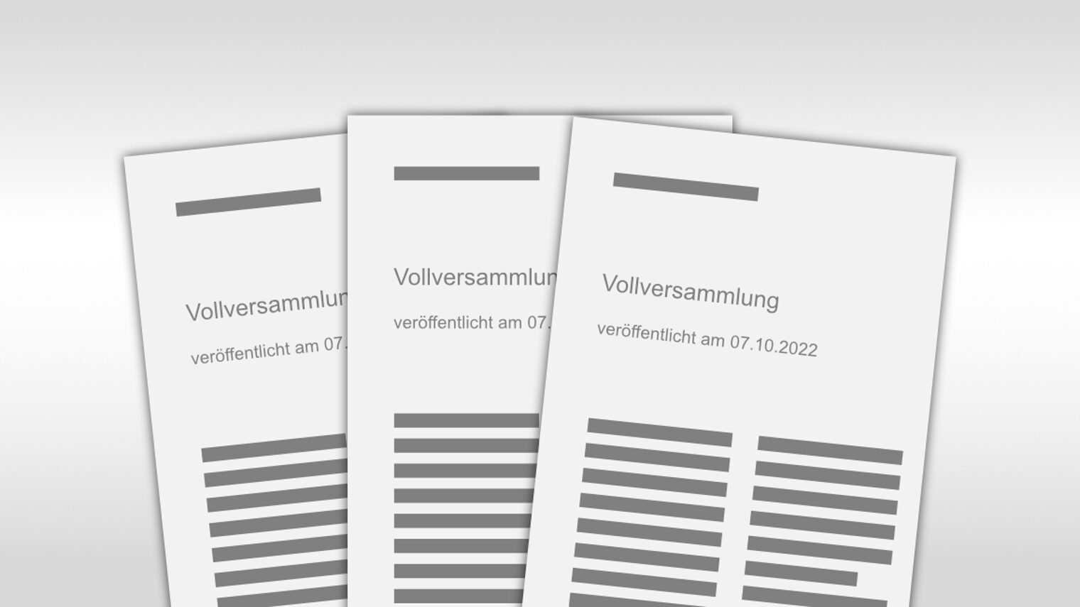 Drei Seiten mit dem Titel Vollversammlung, veröffentlicht am 07.10.2022