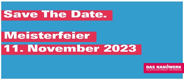 Save-the-Date-Karte zur Meisterfeier am 11. November 2023