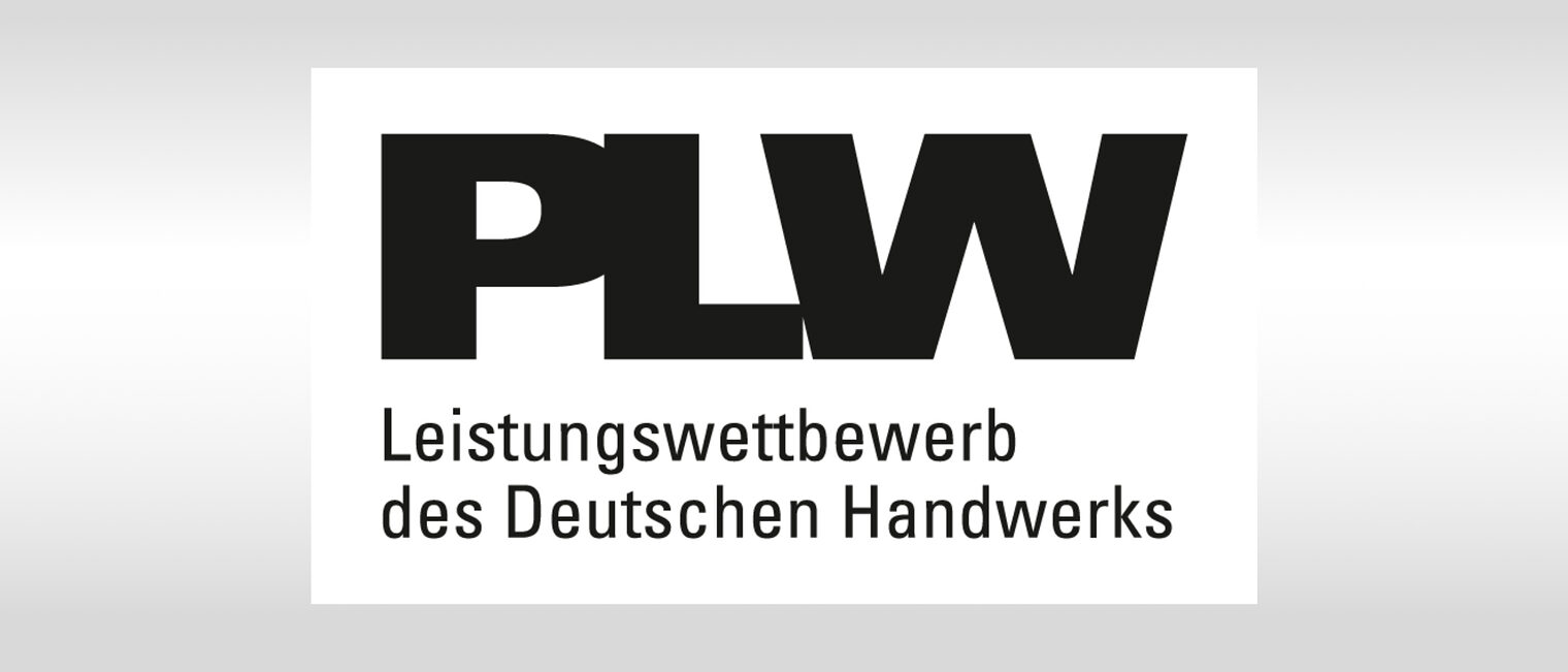 In Großbuchstaben P, L, W. Normalschrift: Leistungswettbewerb des Deutschen Handwerks. Alles in schwarzer Schrift mit weißem Hintergrund