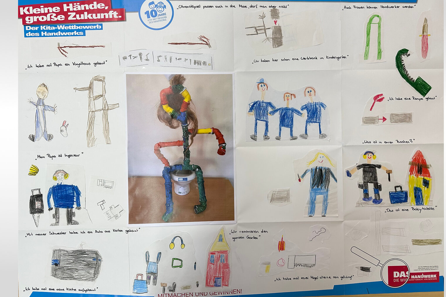 Die Kinder haben vom Besuch viele bunte gemalt, die zu einem großen Plakat verewigt wurden. 