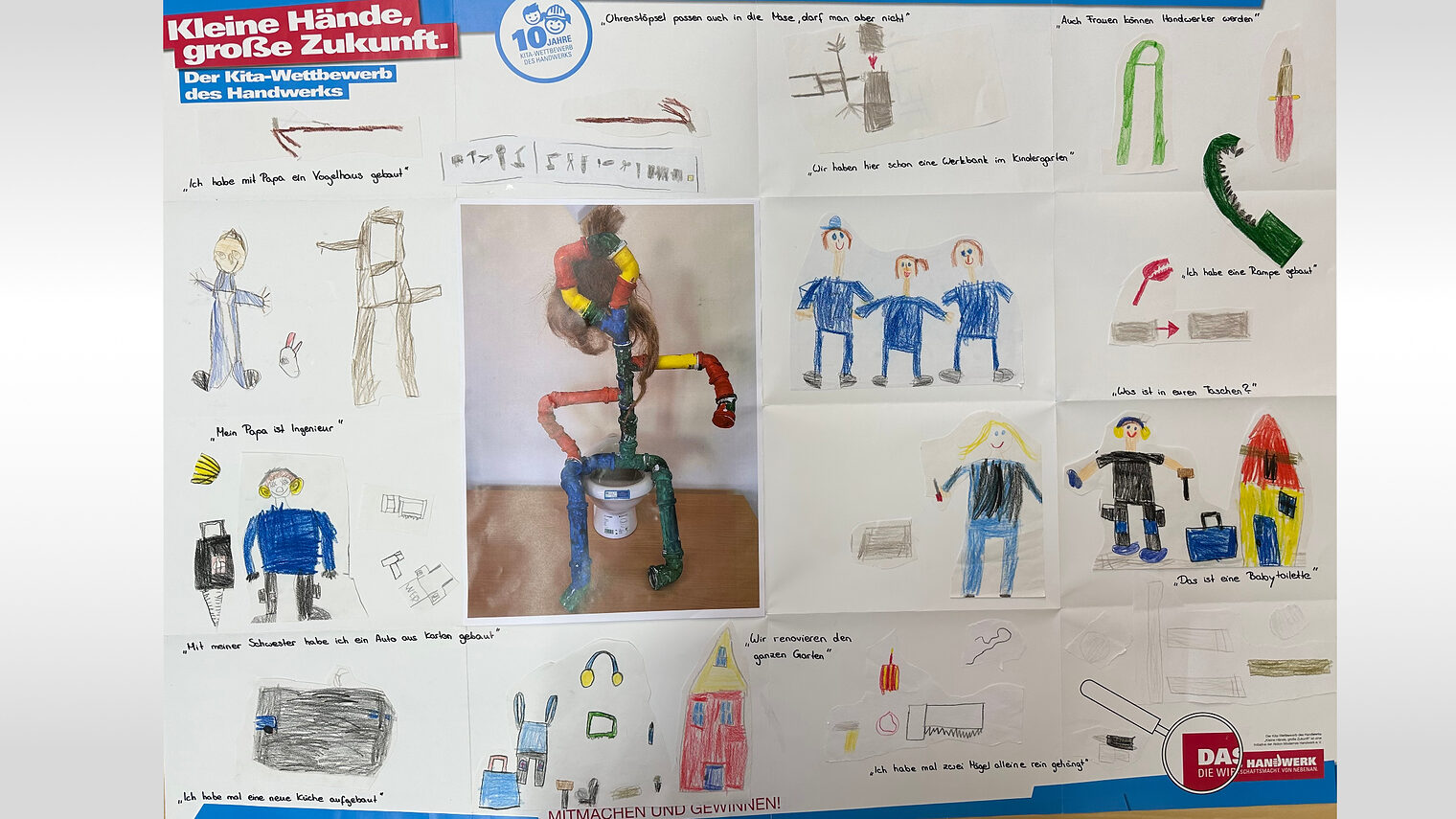 Die Kinder haben vom Besuch viele bunte gemalt, die zu einem großen Plakat verewigt wurden. 