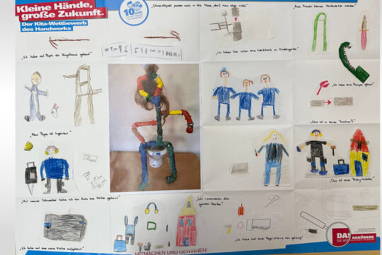 Die Kinder haben vom Besuch viele bunte gemalt, die zu einem großen Plakat verewigt wurden. 