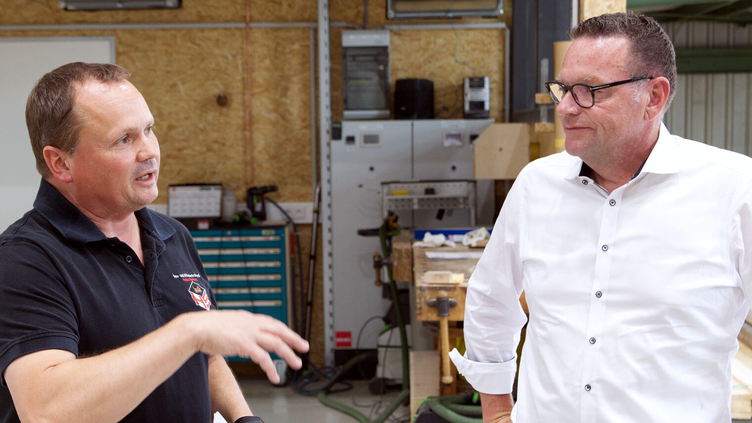 Heiko Schmidt (links) im Gespräch mit Präsident Klaus Hofmann (rechts)