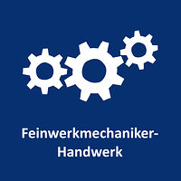 Zahnräder als Icon für das Feinwerkmechaniker-Handwerk. Über diese Kachel gelangen Sie zur Informationsseite für das Feinwerkmechaniker-Handwerk. 