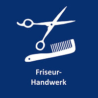 Schere und Kamm als Icon für das Friseur-Handwerk. Über diese Kachel gelangen Sie zur Informationsseite für das Friseur-Handwerk. 