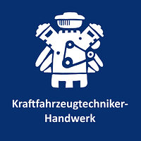 Motorblock als Icon für das Kraftfahrzeugtechniker-Handwerk. Über diese Kachel gelangen Sie zur Informationsseite für das Kraftfahrzeugtechniker-Handwerk. 