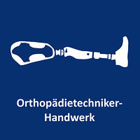 Beinprotese als Icon für das Orthopädietechniker-Handwerk. Über diese Kachel gelangen Sie zur Informationsseite für das Orthopädietechniker-Handwerk. 
