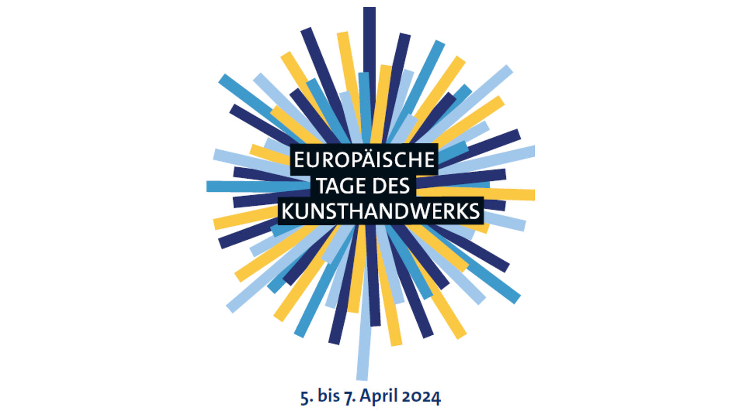 Pusteblume in den Farben hellbau, dunkelblau und geld mit dem Text: Europäische Tages des Kunsthandwerks