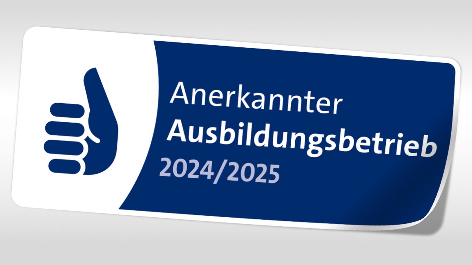 Darstellung eines Aufkleber mit der Aufschrift: Anerkannter Ausbildungsbetrieb 2024/2025