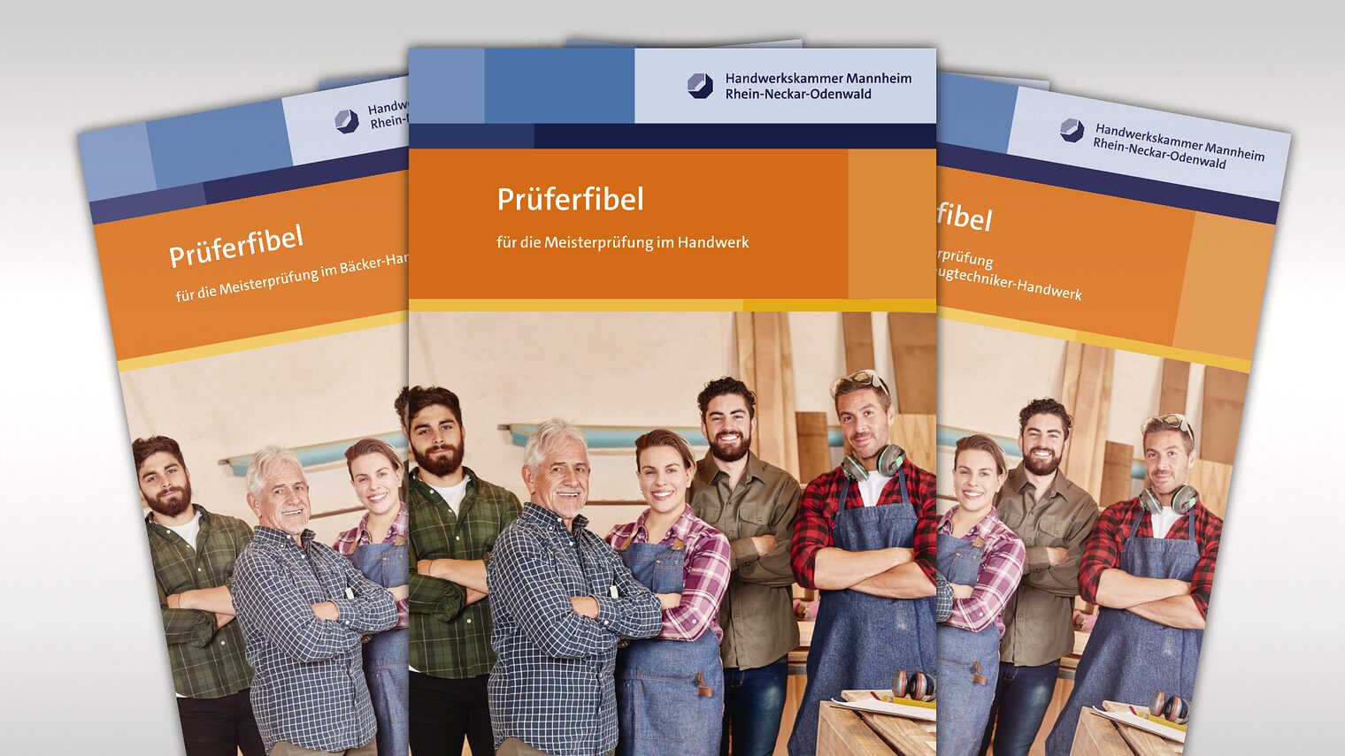 Titelseite der Prüferfibel wie ein Fächer dargelegt. 