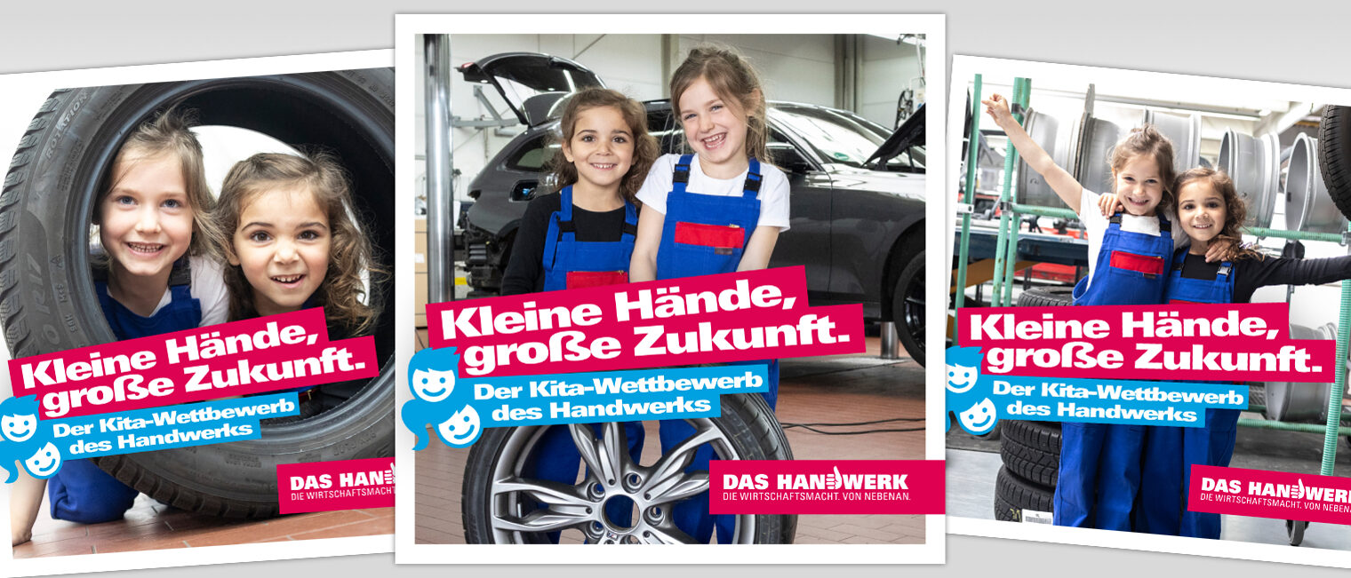 Zwei Kindergartenmädchen in einer Kfz-Werkstatt