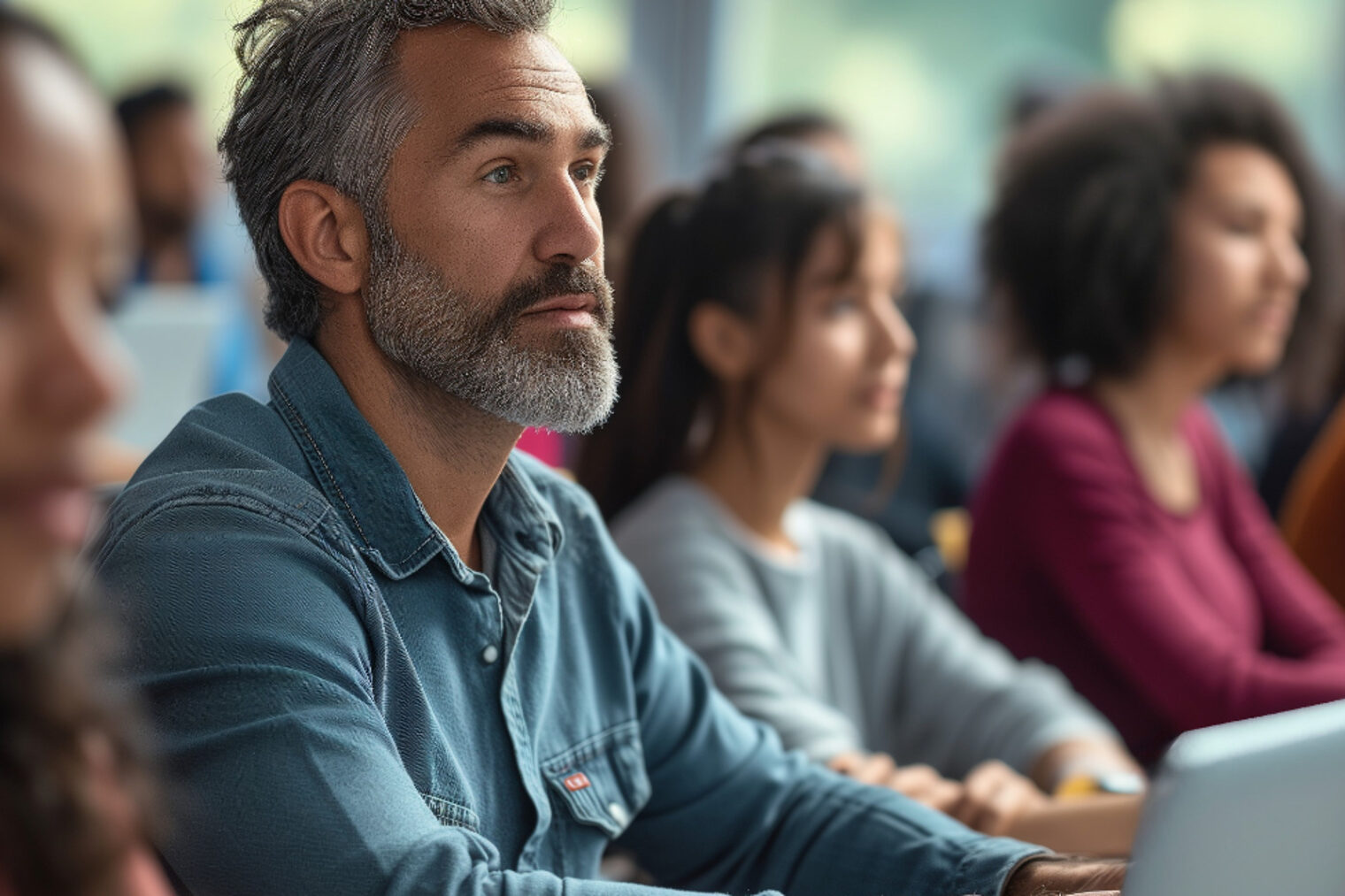 zuhörende Menschen in einem Seminar