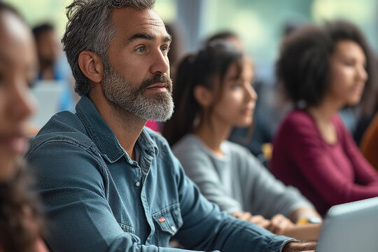 zuhörende Menschen in einem Seminar