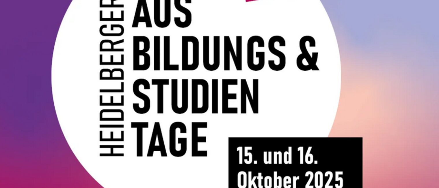 Weißer Kreis auf farbigem Hintergrund mit dem Schriftzug Heidelberger Ausbildungstage mach dir deinen Plan.