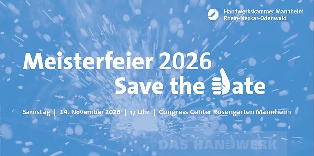 Save-the-Date-Karte zur Meisterfeier am 14. November 2026