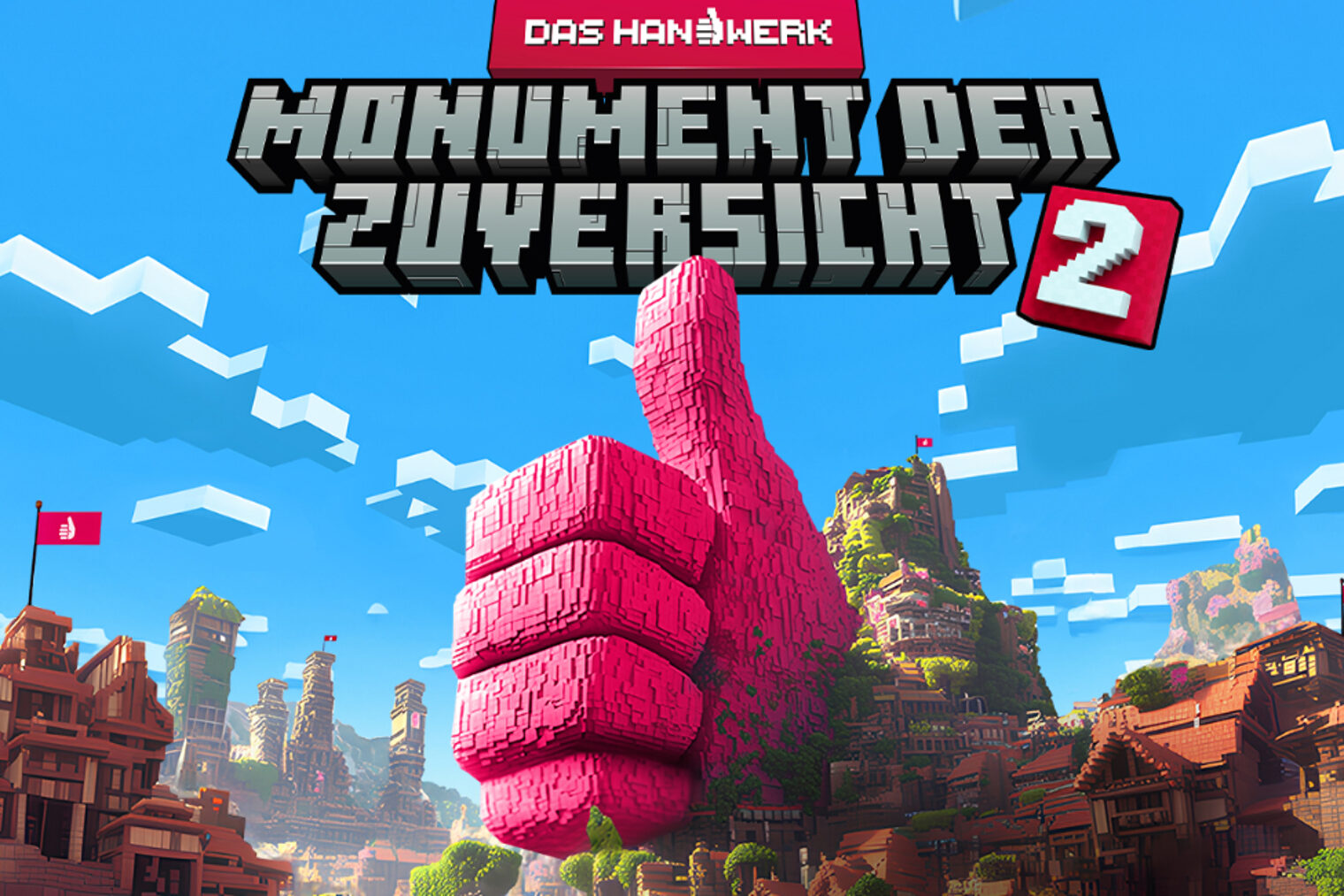 Der Handwerks-Daumen in einer Landschaft in Minecraft