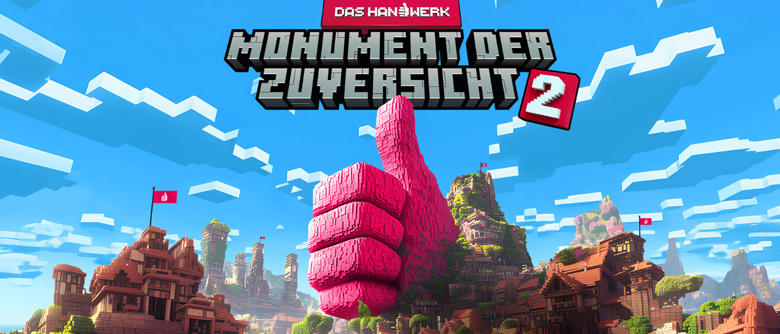 Der Handwerks-Daumen in einer Landschaft in Minecraft