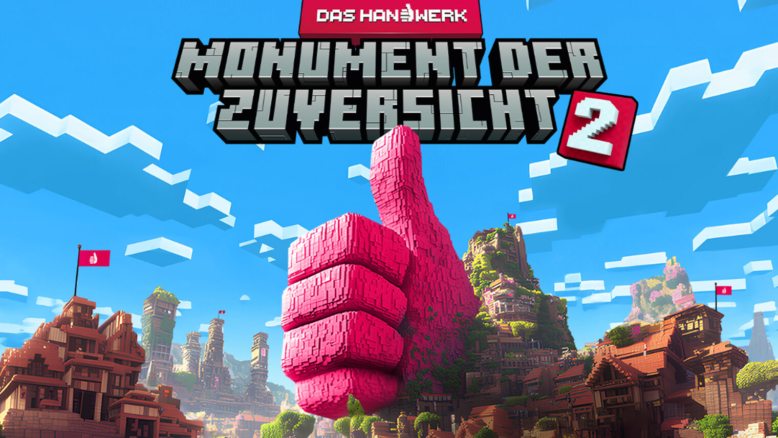 Der Handwerks-Daumen in einer Landschaft in Minecraft