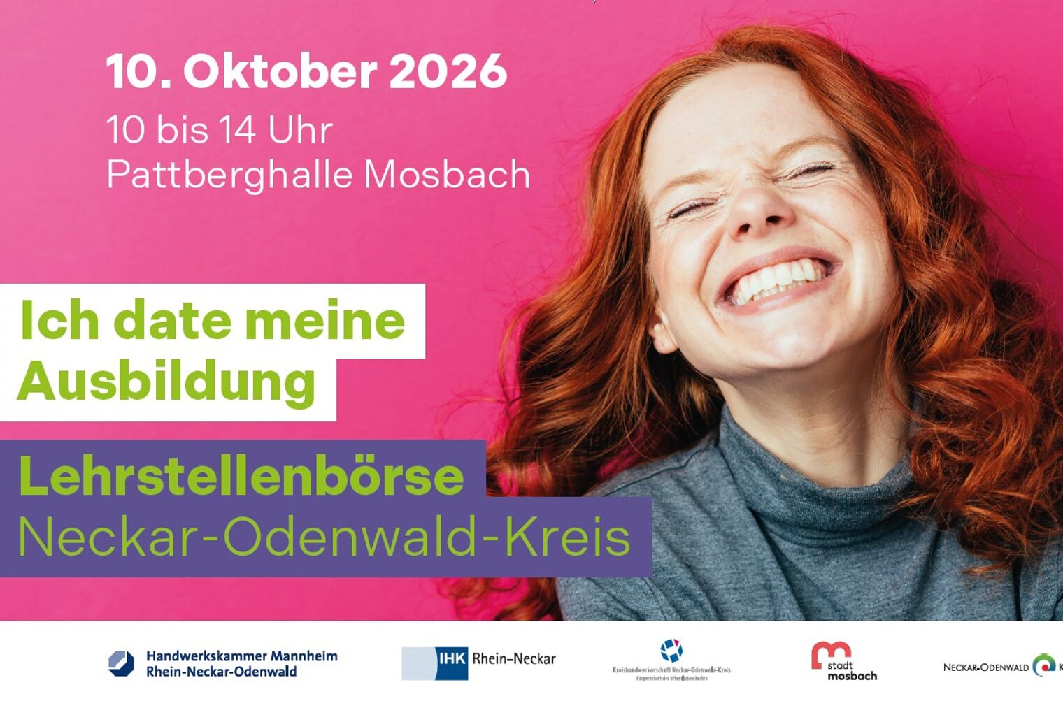 Titelbild Veranstaltung Lehrstellenbörse Neckar-Odenwald-Kreis mit Slogan: Ich date meine Ausbildung