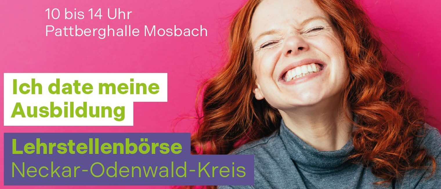 Titelbild Veranstaltung Lehrstellenbörse Neckar-Odenwald-Kreis mit Slogan: Ich date meine Ausbildung