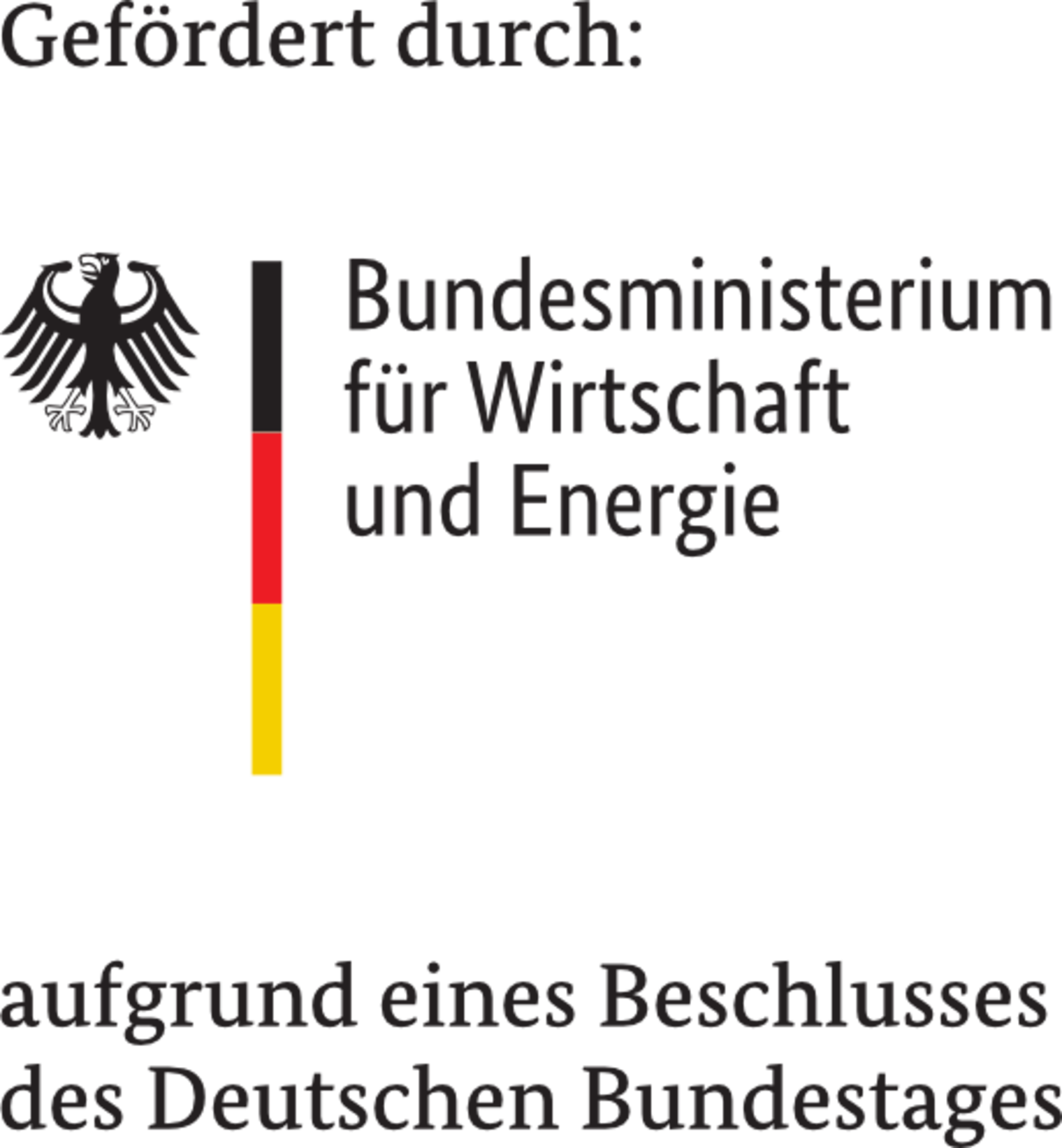 Logo mit Bundesadler, Bundesflagge und Schriftzug „Bundesministerium für Wirtschaft und Energie“