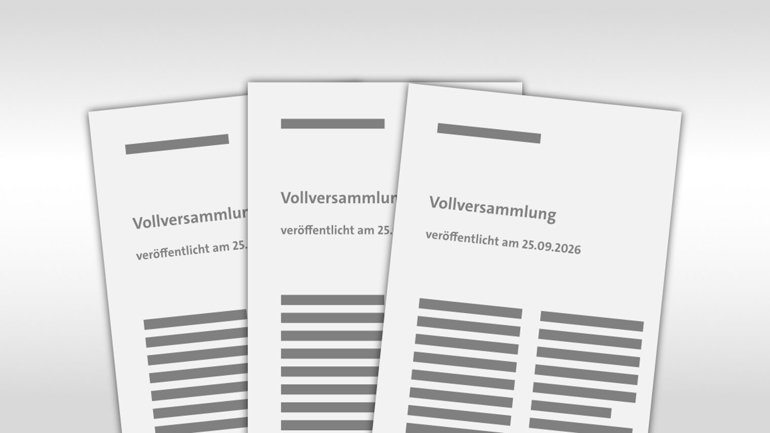 Drei Seiten mit dem Titel Vollversammlung, veröffentlicht am 25.09.2026